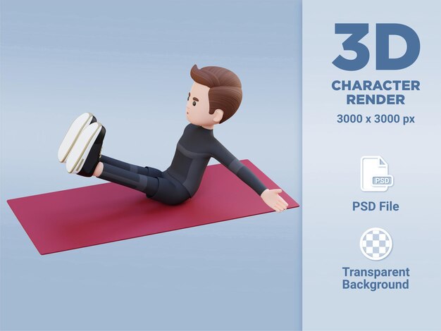 Perfect Abs 3D Personaje deportivo masculino Dominando Frog Crunch en el gimnasio