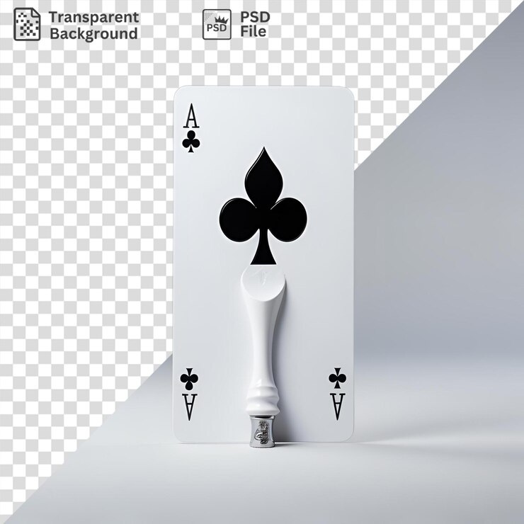 PSD perfecto de un controlador de juego con una flor negra en un fondo transparente contra una pared gris y blanca con un mango blanco visible en primer plano
