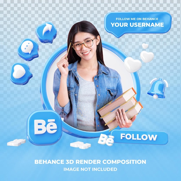 Perfil en Behance 3D Rendering aislado