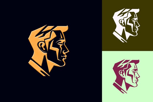 Perfil de candidato con expresión resuelta Icono Art Deco Diseños abstractos icónicos aislados