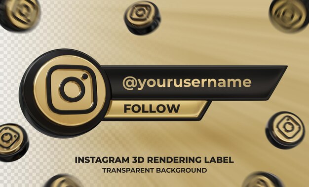 PSD perfil de ícone de banner na etiqueta de renderização 3d do instagram isolada