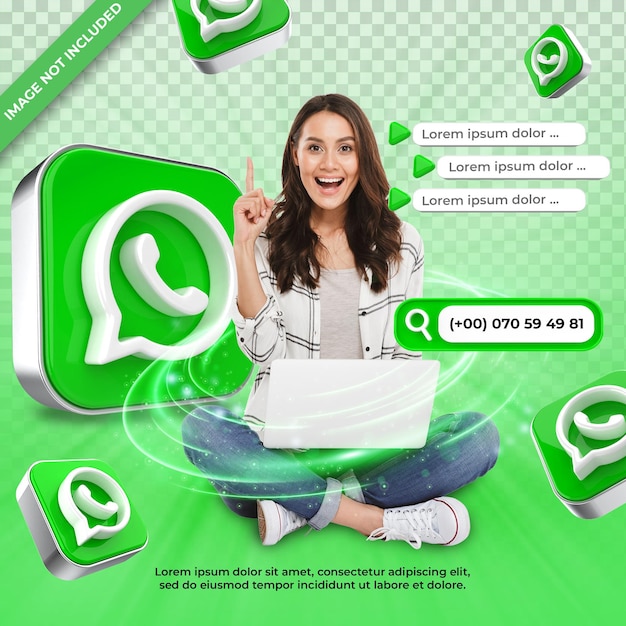 Perfil de ícone de banner na etiqueta de renderização 3d do whatsapp isolado