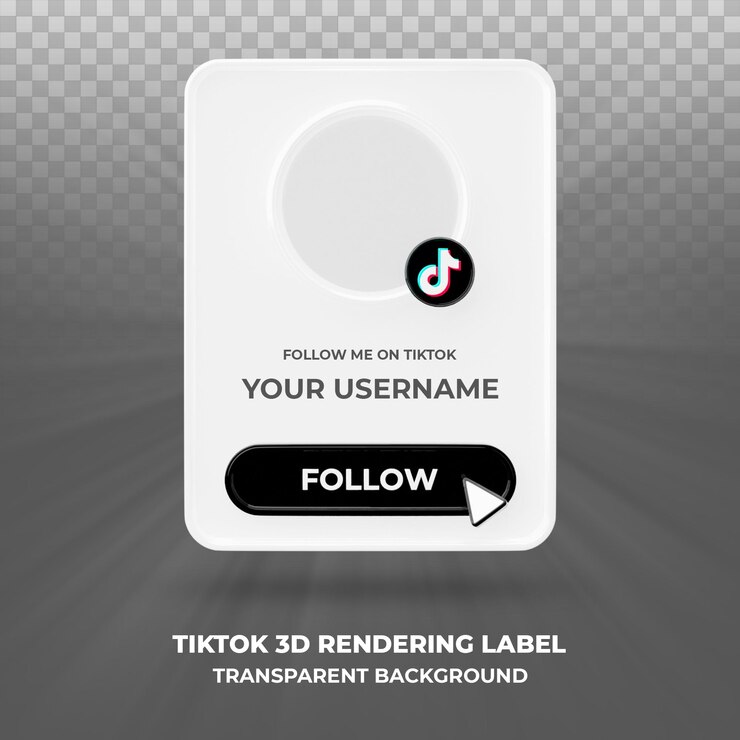 PSD perfil de ícone de banner no banner de renderização 3d tiktok isolado