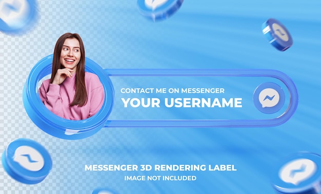 Perfil de ícone de banner no modelo de renderização 3d do messenger