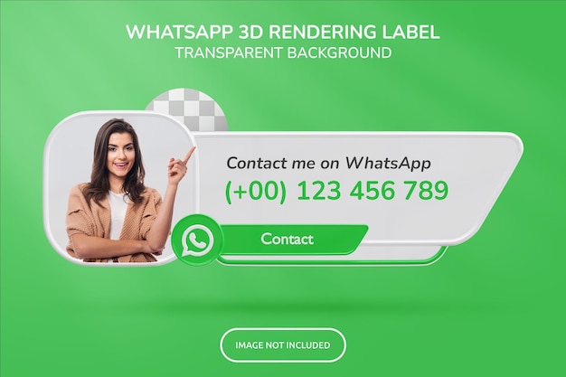 PSD perfil de ícone de banner no rótulo de renderização 3d do whatsapp isolado