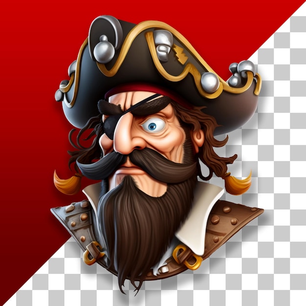 PSD perfil de personagem de piratas isolado com ativos de jogo com tema pirata de fundo transparente