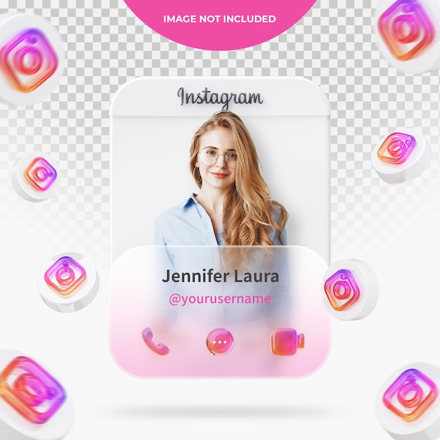Perfil do instagram de renderização em 3d
