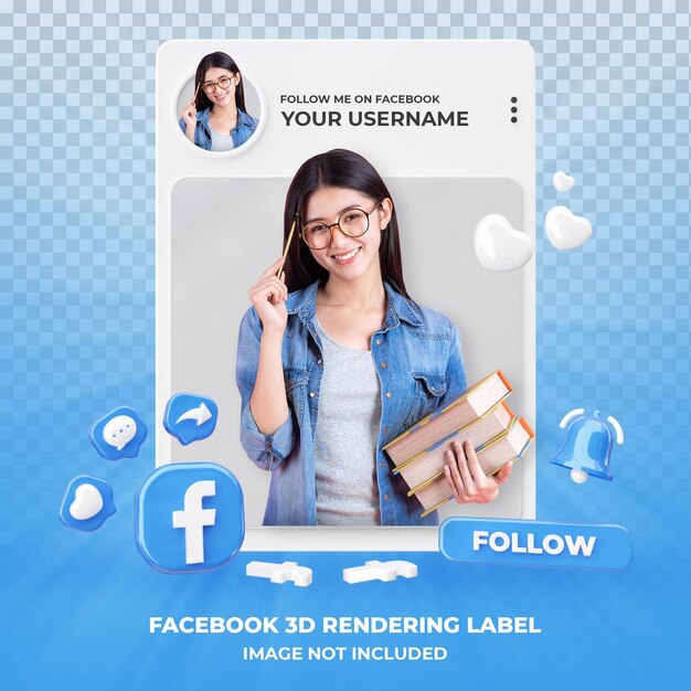 Perfil en Facebook renderizado 3d aislado