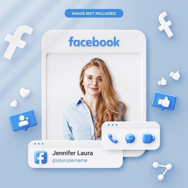 PSD perfil de facebook de renderizado 3d