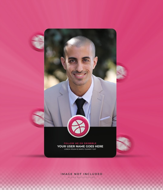 Perfil de icono de banner en diseño de renderizado 3d de Dribbble
