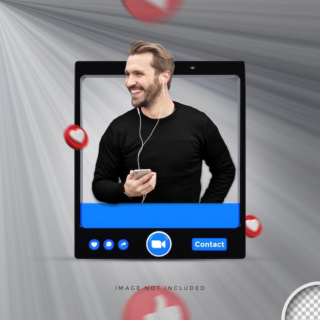 Perfil de icono de banner en diseño de renderizado 3D de Zoom