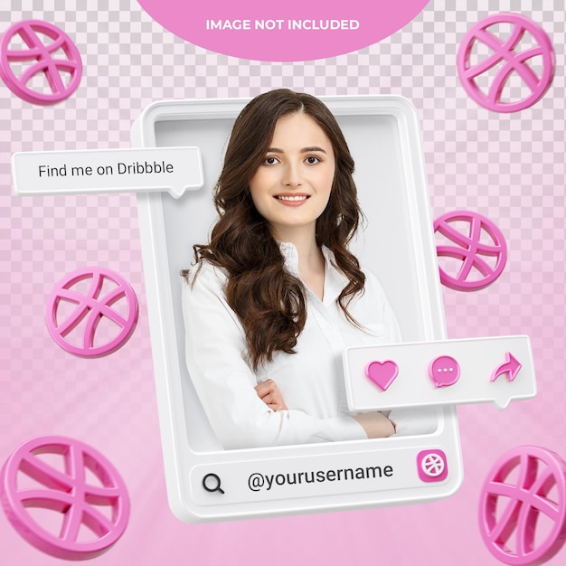 Perfil de icono de banner en etiqueta de renderizado 3d Dribbble aislado
