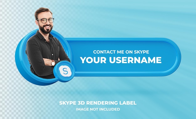 Perfil de icono de banner en la etiqueta de renderizado 3d de Skype aislado