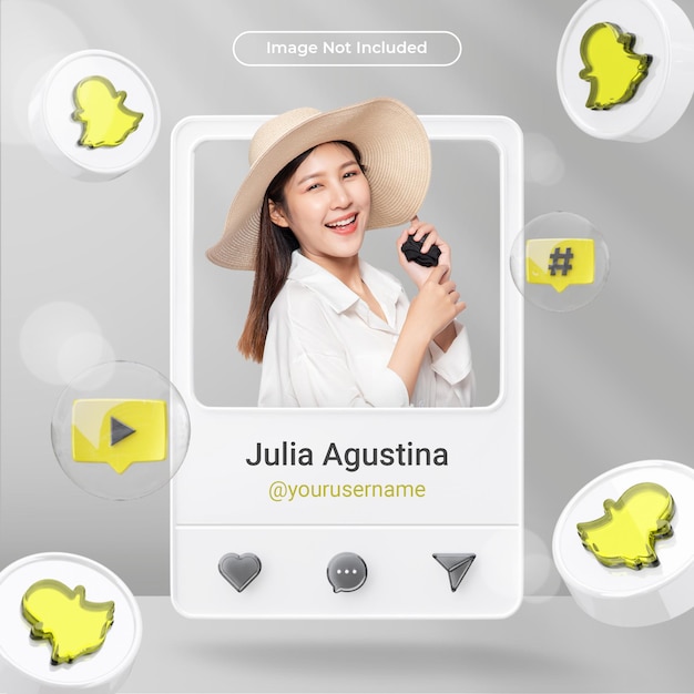 PSD perfil de icono de banner en la etiqueta de renderizado 3d de snapchat aislado