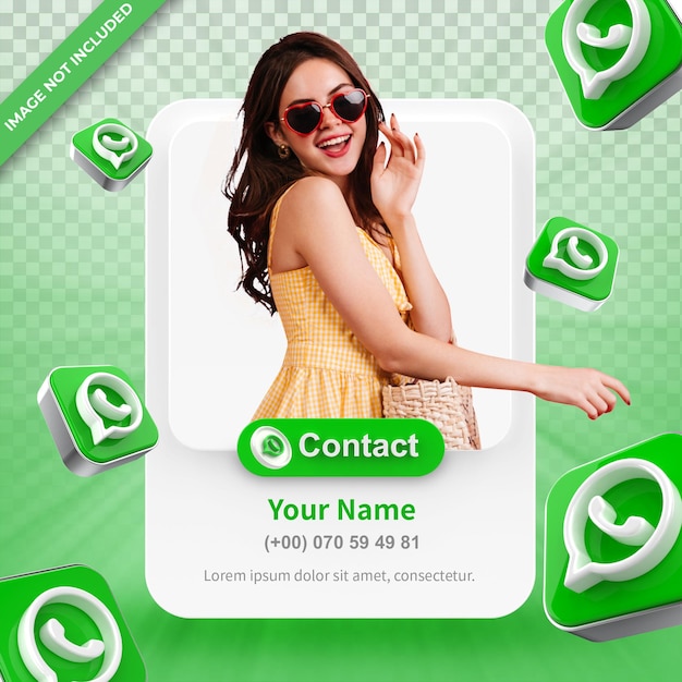 Perfil de icono de banner en etiqueta de renderizado 3d de Whatsapp aislado