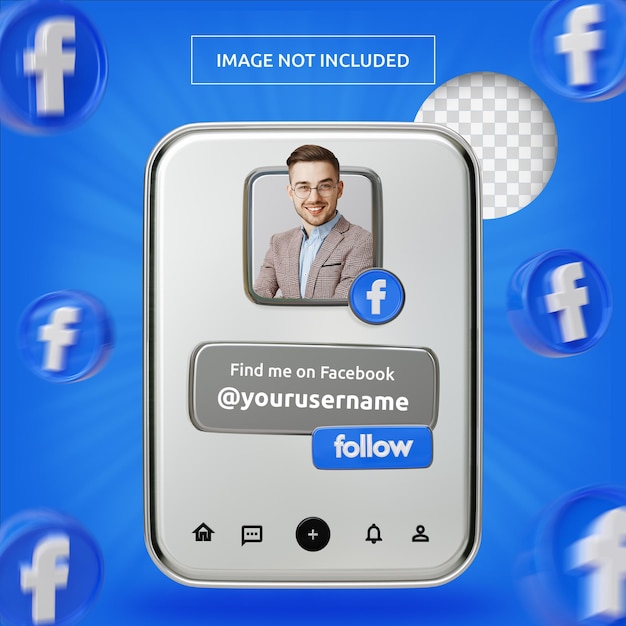 Perfil de icono de banner en la etiqueta de representación 3d de Facebook aislada