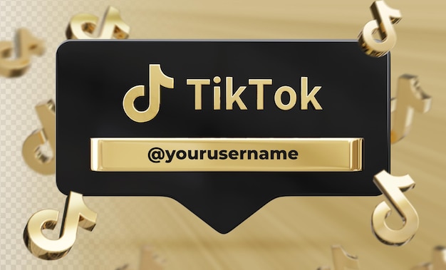 Perfil de icono de banner en etiqueta de representación 3d de tiktok aislada