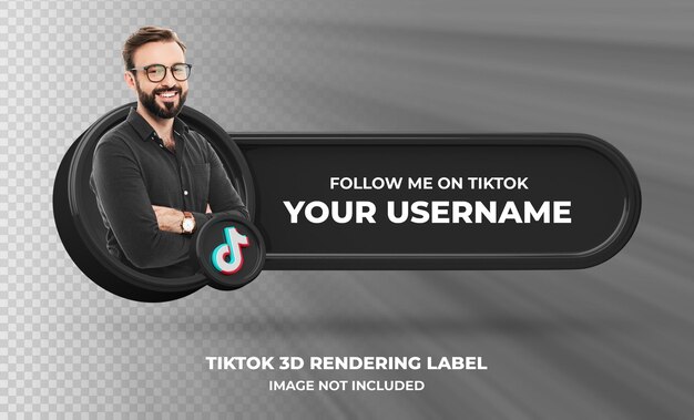 Perfil de icono de banner en etiqueta de representación 3d de Tiktok aislada