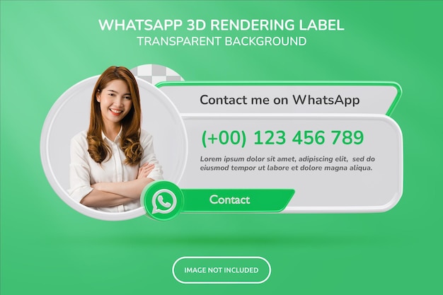 PSD perfil de icono de banner en la etiqueta de representación 3d de whatsapp aislada
