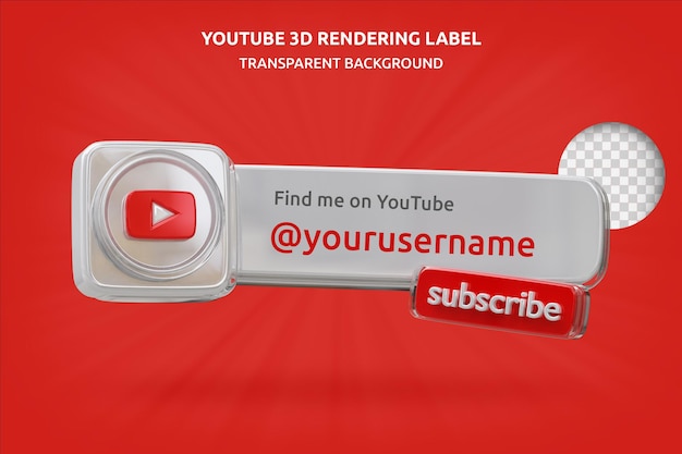 PSD perfil de icono de banner en la etiqueta de representación 3d de youtube aislada