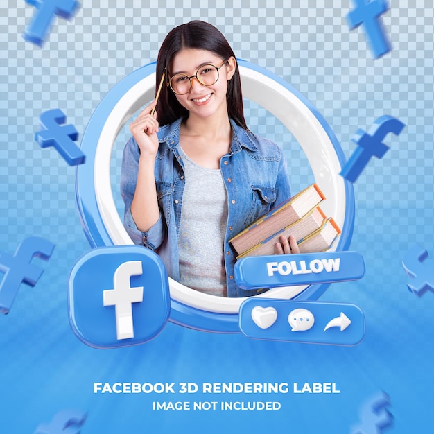 Perfil de icono de banner en Facebook etiqueta de renderizado 3d aislado