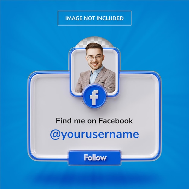Perfil de icono de banner en Facebook etiqueta de renderizado 3d aislado