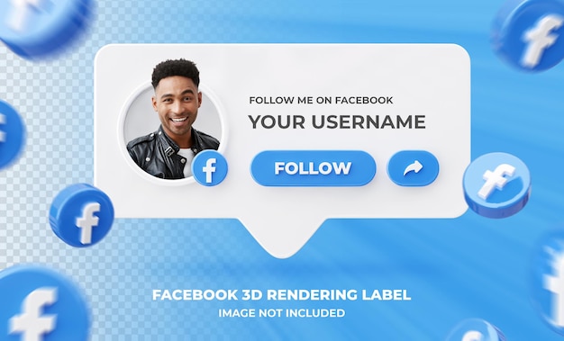 Perfil de icono de banner en facebook plantilla de etiqueta de renderizado 3d