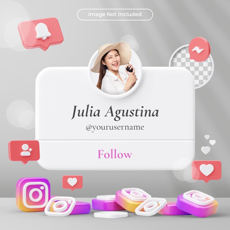 PSD perfil de icono de banner en instagram 3d render composición aislada