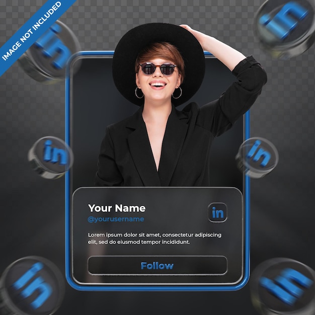 PSD perfil de icono de banner en linkedin etiqueta de renderizado 3d aislado