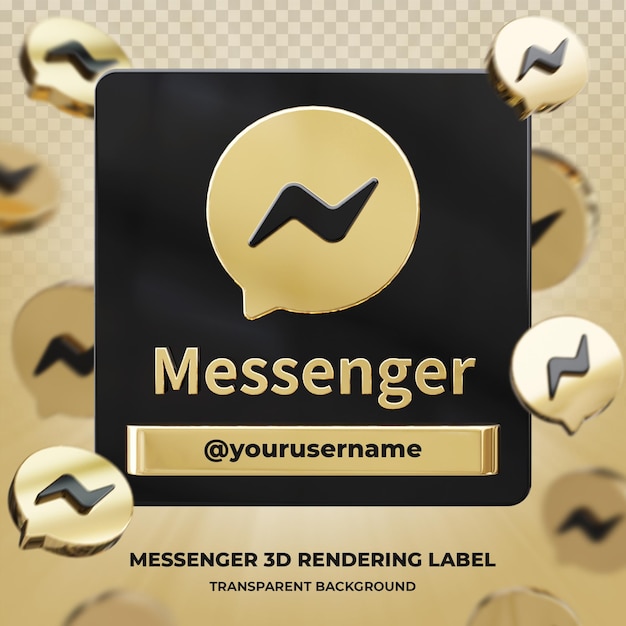 Perfil de icono de banner en messenger etiqueta de renderizado 3d aislado