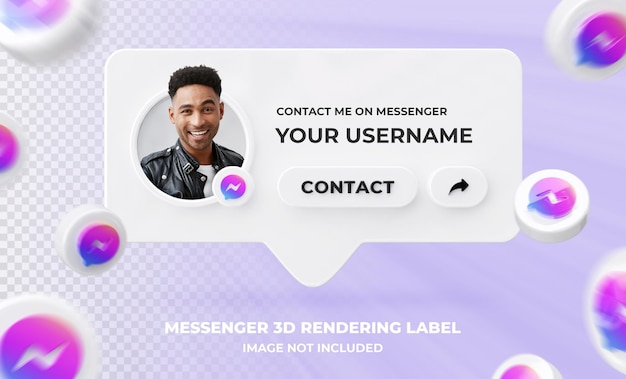 PSD perfil de icono de banner en messenger plantilla de etiqueta de renderizado 3d