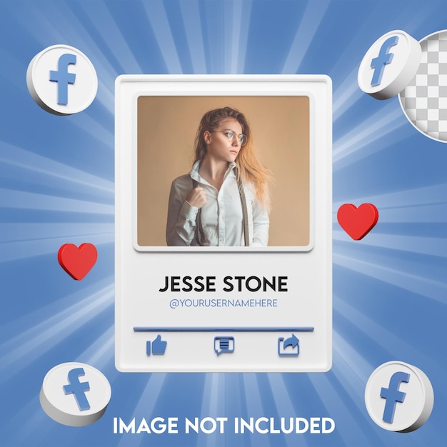 PSD perfil de icono de banner en renderizado 3d de facebook
