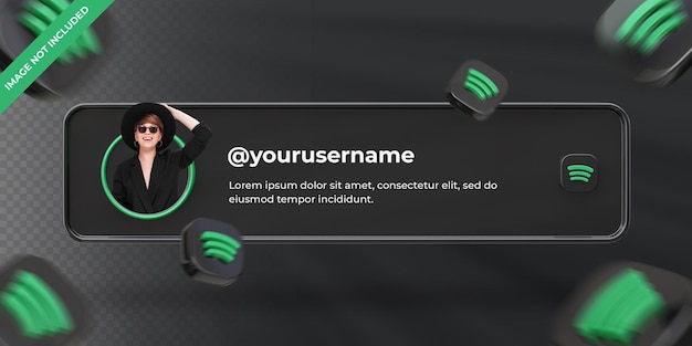 Perfil de icono de banner en Spotify etiqueta de renderizado 3d aislado