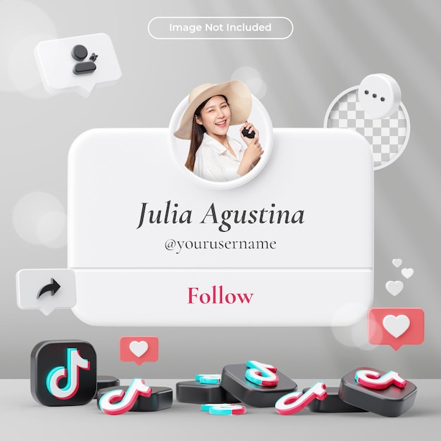 PSD perfil de icono de banner en tiktok 3d render composición aislada