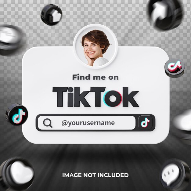 Perfil de icono de banner en Tiktok Composición de render 3d aislado