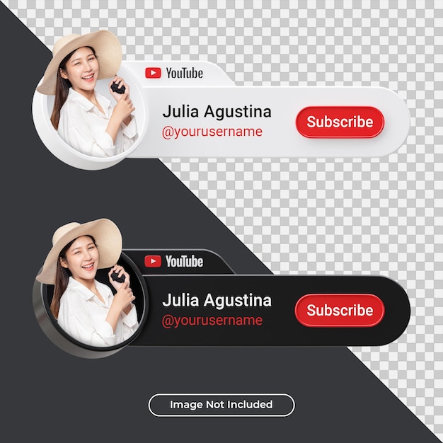 PSD perfil de icono de banner en youtube 3d render composición aislada