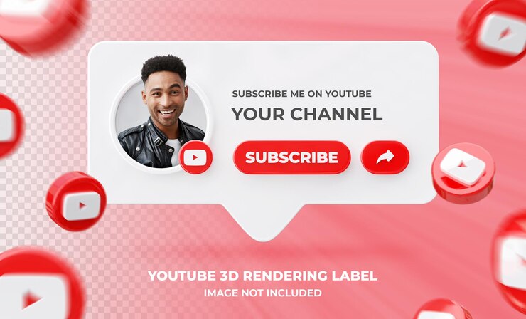 PSD perfil de icono de banner en youtube plantilla de etiqueta de renderizado 3d