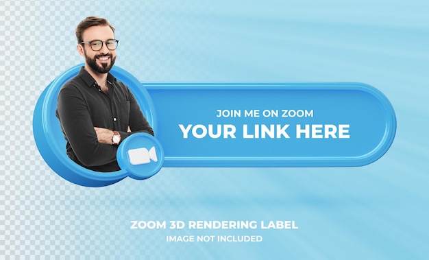 Perfil de icono de banner en zoom 3d renderizado etiqueta aislada