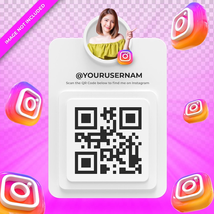 PSD perfil de icono de escaneo de banner en la etiqueta de representación 3d de instagram aislada