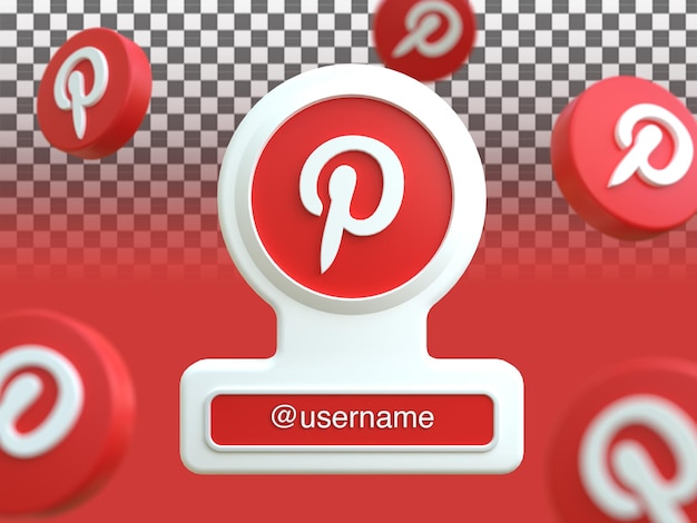 PSD perfil de icono en pinterest composición de procesamiento 3d aislada con texto editable