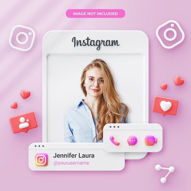 PSD perfil de instagram de renderizado 3d