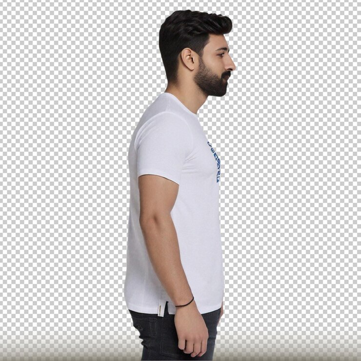 PSD el perfil del modelo de camiseta blanca se ve aislado sobre un fondo transparente