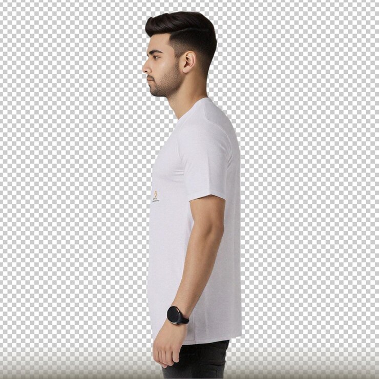 PSD el perfil del modelo de camiseta blanca se ve aislado sobre un fondo transparente