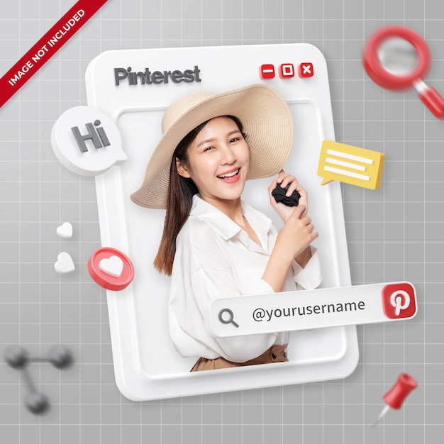 Perfil de Pinterest de renderizado 3d