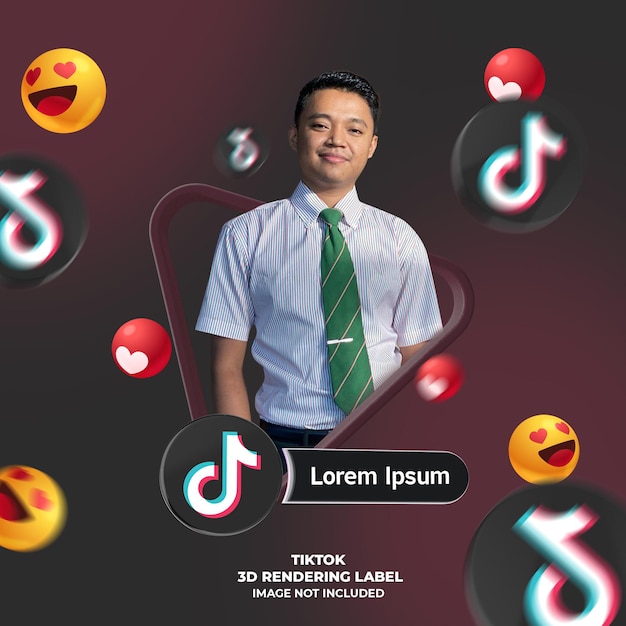 Perfil de plantilla en Tiktok 3d Banner icono de representación etiqueta aislada