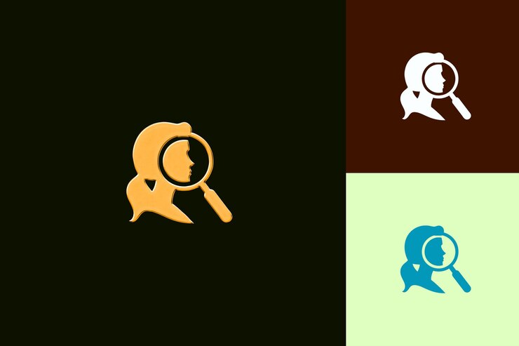 PSD perfil png del candidato con mirada enfocada perfil de icono en diseños abstractos icónicos aislados de engra