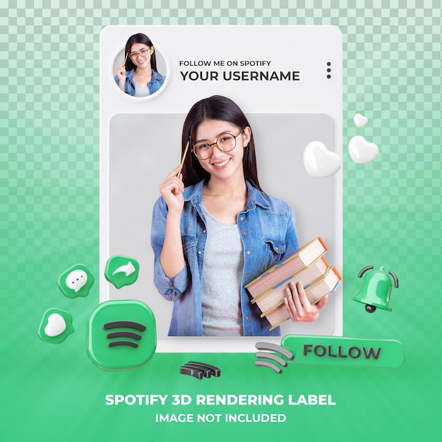 Perfil en spotify renderizado 3d aislado