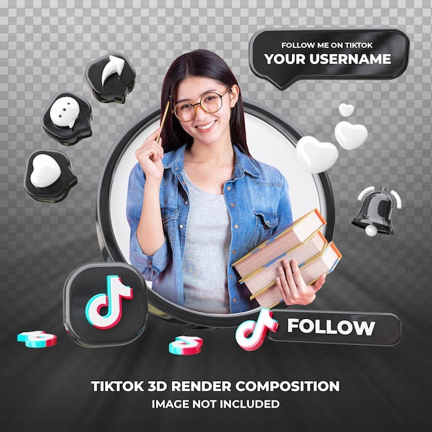 Perfil en tiktok 3d rendering aislado