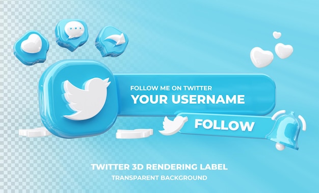 Perfil en Twitter Representación 3d aislada