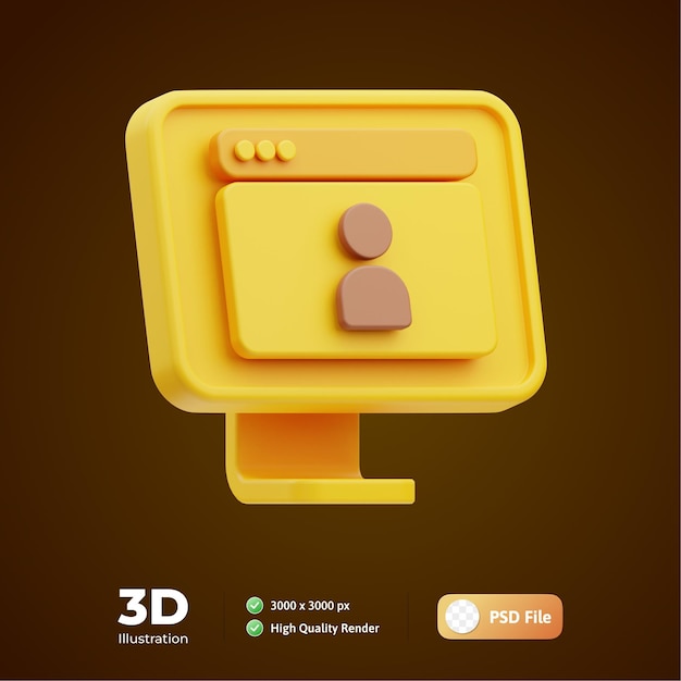 Perfil de usuario Educación en línea Ilustración 3D